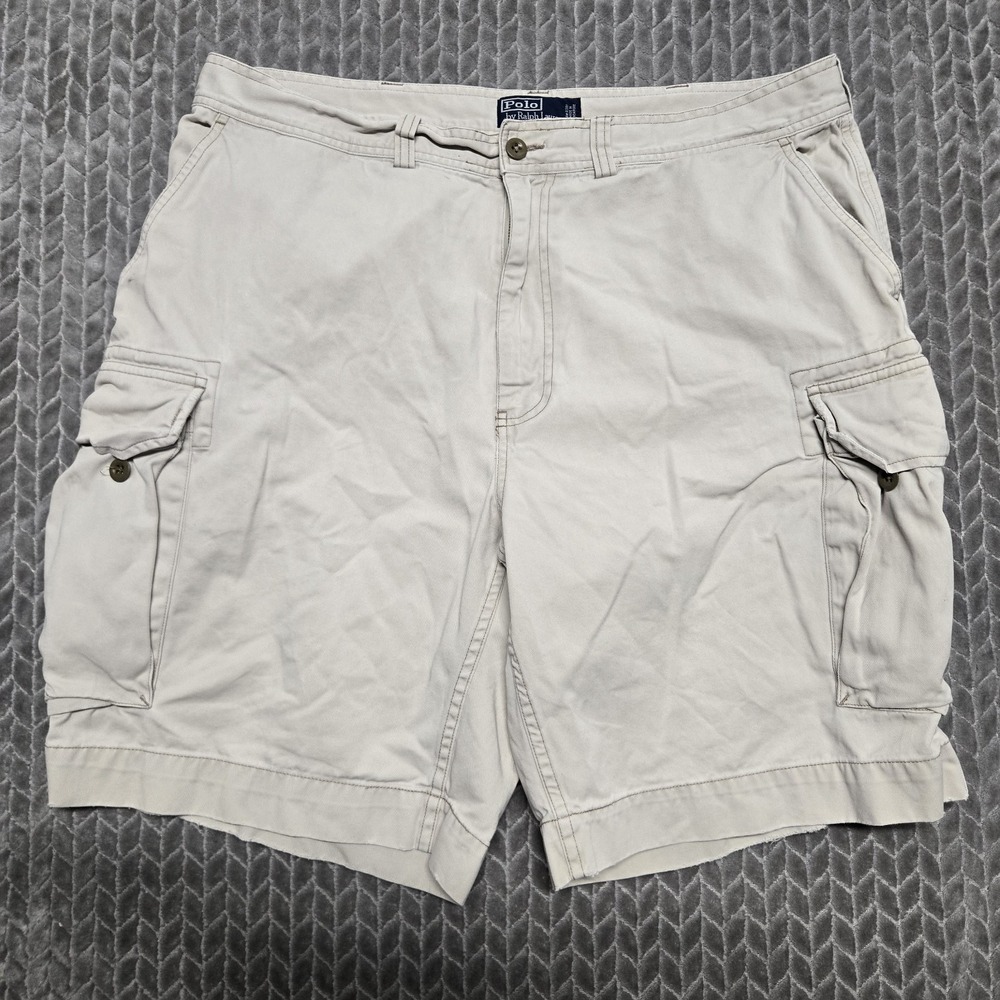 Vintage Polo Ralph Lauren Chino Cargo Shorts Mens Size 38 Khaki Casual Summer
